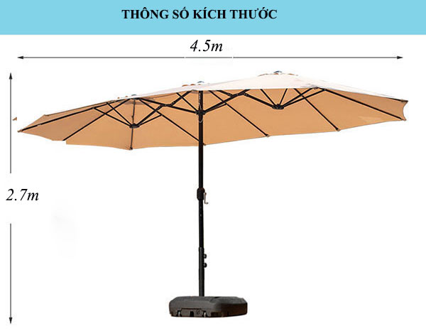 Kích thước dù che nắng 3 đỉnh
