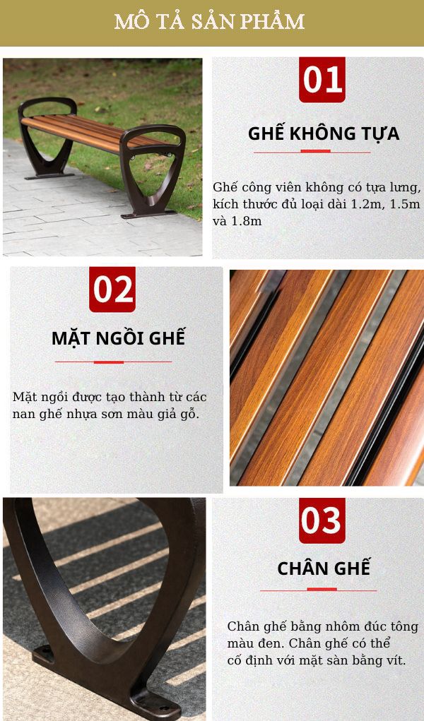 Đặc điểm chi tiết ghế băng dài không tựa