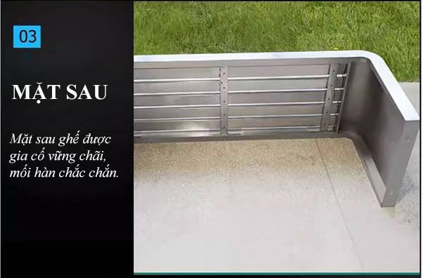 Các chi tiết của ghế công viên inox