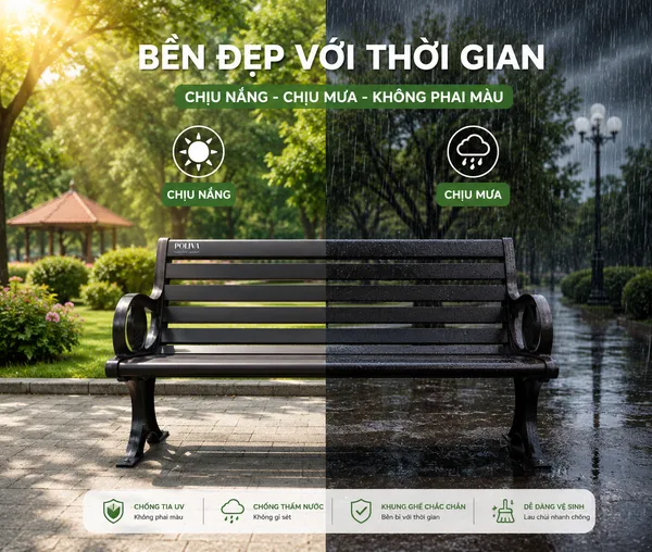Ghế nhôm đúc công viên bền bỉ, chịu được thời tiết khác nghiệt
