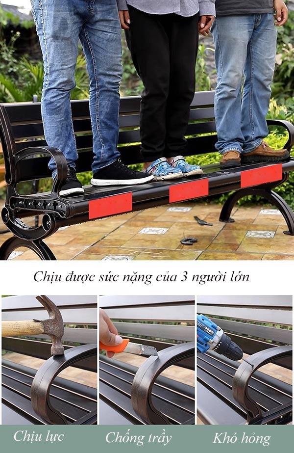 Chất liệu nhôm đúc cấu thành ghế công viên bền bỉ