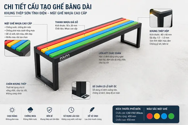 Đặc điểm cấu tạo ghế băng công viên