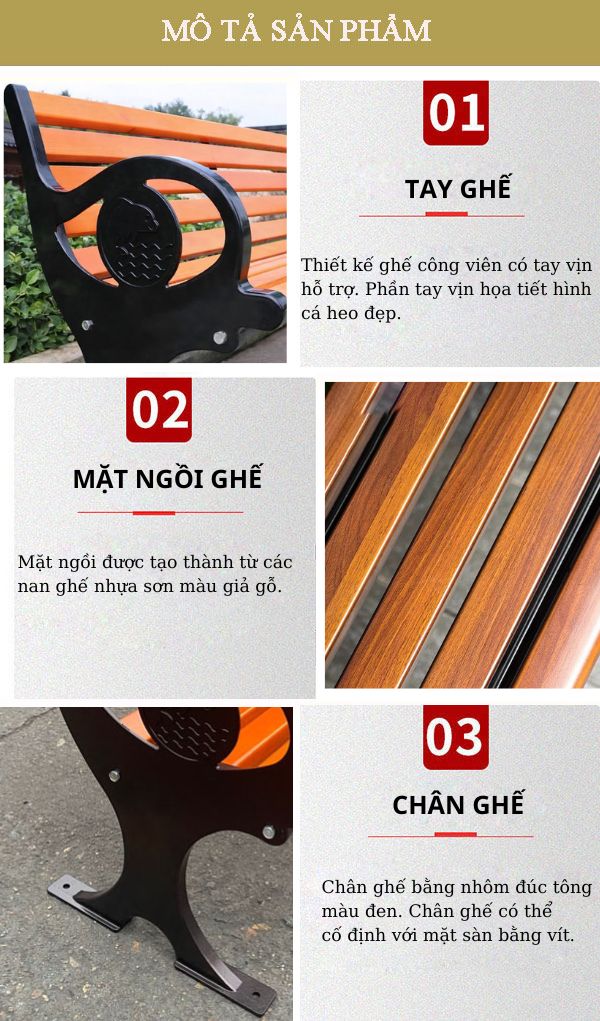 Khám phá các đặc điểm ghế gỗ nhựa công viên