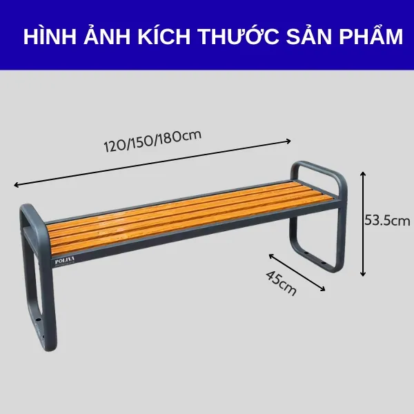 Có đủ 3 kích thước ghế công viên 120cm, 150cm, 180cm để bạn lựa chọn
