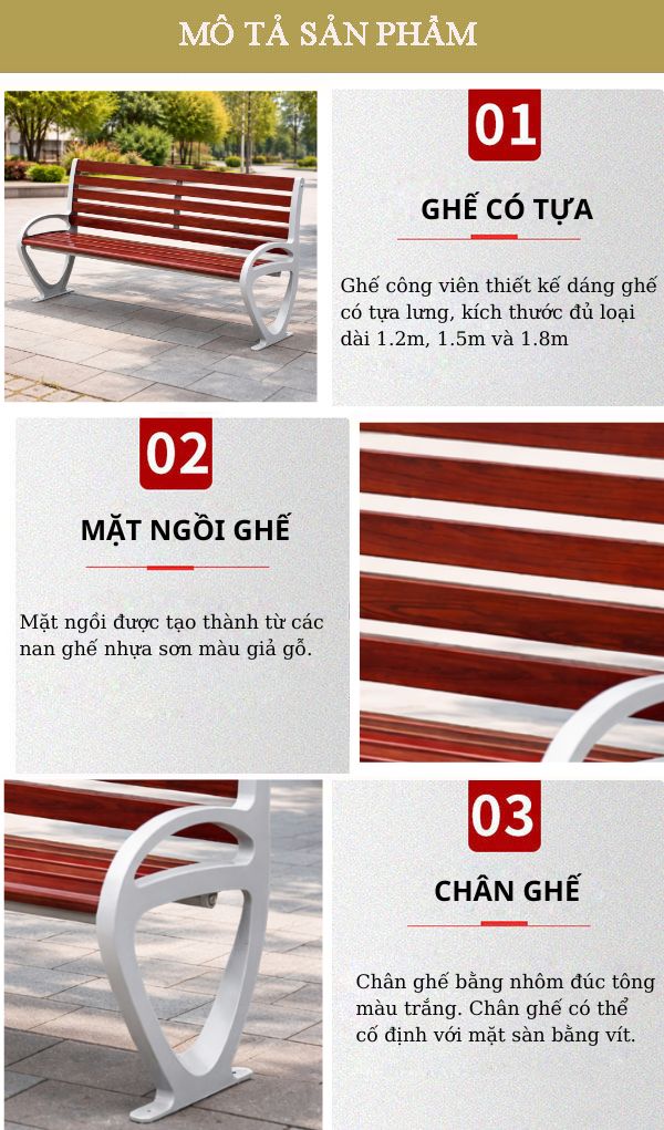 Khám phá đặc điểm ghế công viên