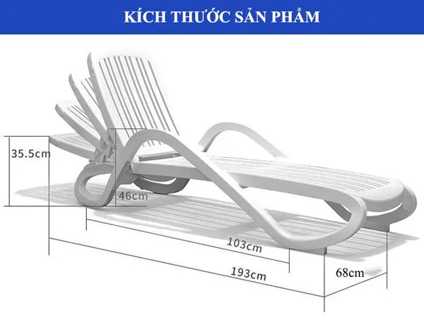 Kích thước ghế hồ bơi nhựa PP