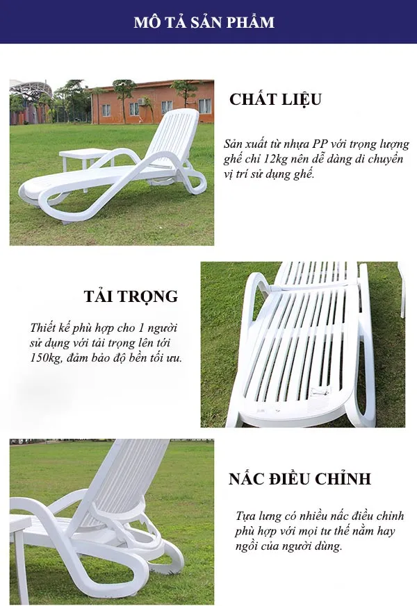 Tham khảo đặc điểm thiết kế ghế bể bơi bằng nhựa