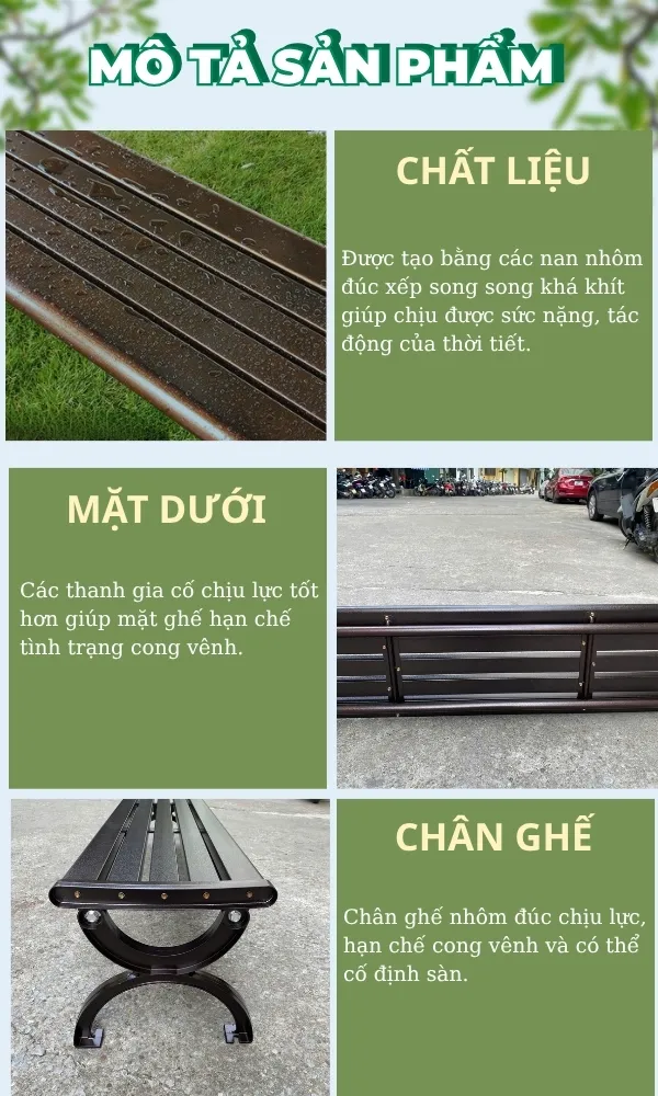 Các đặc điểm cấu thành ghế nhôm đúc ngoài trời