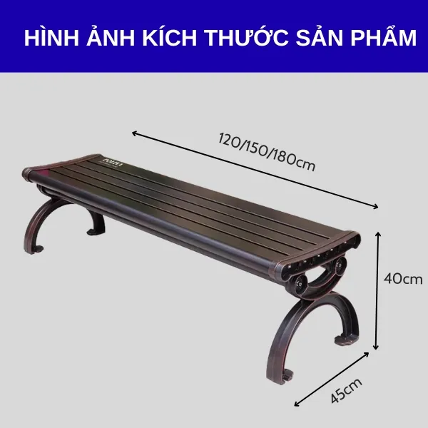 Tham khảo kích thước ghế nhôm đúc băng dài ngoài trời