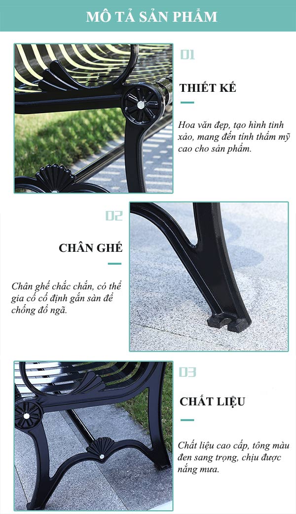 Tham khảo đặc điểm thiết kế ghế công viên bằng sắt