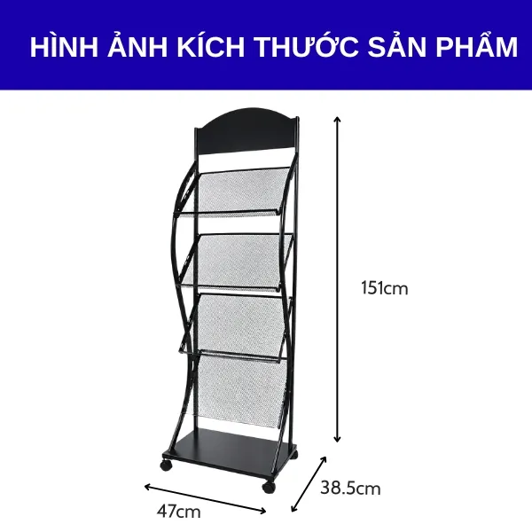 Chi tiết kích thước kệ trưng bày tạp chí