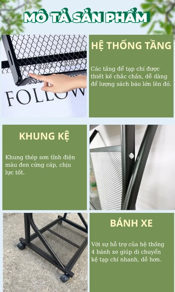 Khám phá thêm 1 số đặc điểm kệ trưng bày sách, tạp chí văn phòng