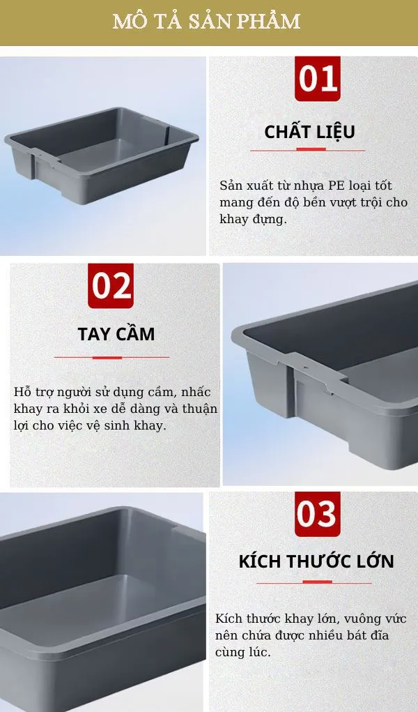 Khám phá các đặc điểm khay nhựa xe dọn bàn