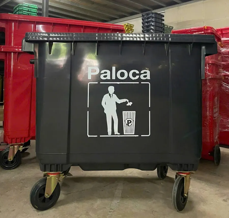 Thùng rác nhựa 1100 lit cỡ lớn màu đen