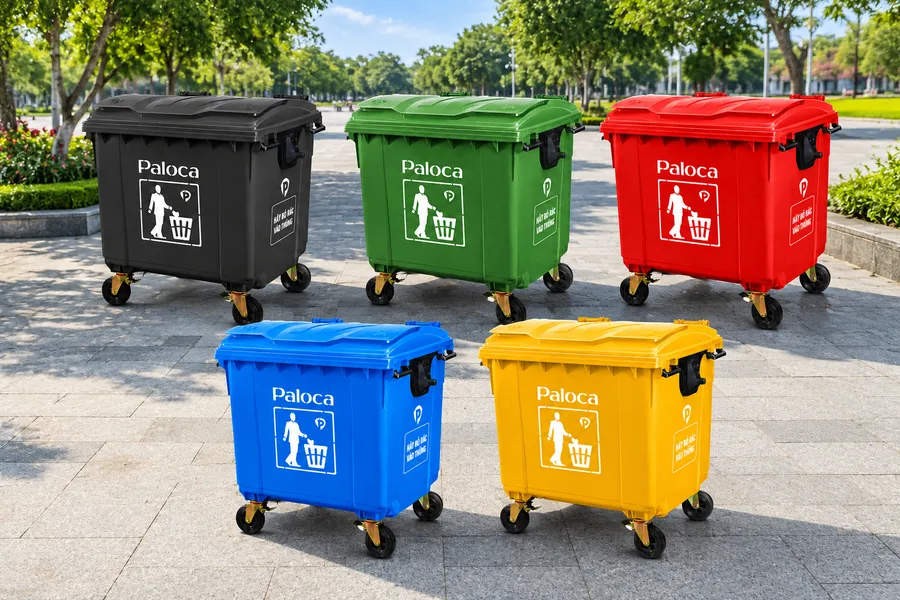 Thùng rác nhựa 1100L nhiều màu thương hiệu Paloca