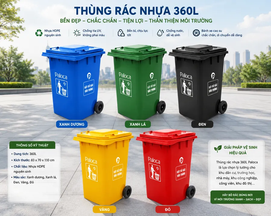 Thùng rác nhựa HDPE 360 lít