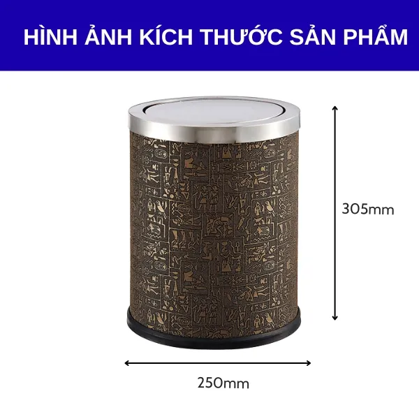 Kích thước thùng rác văn phòng họa tiết Ai cập