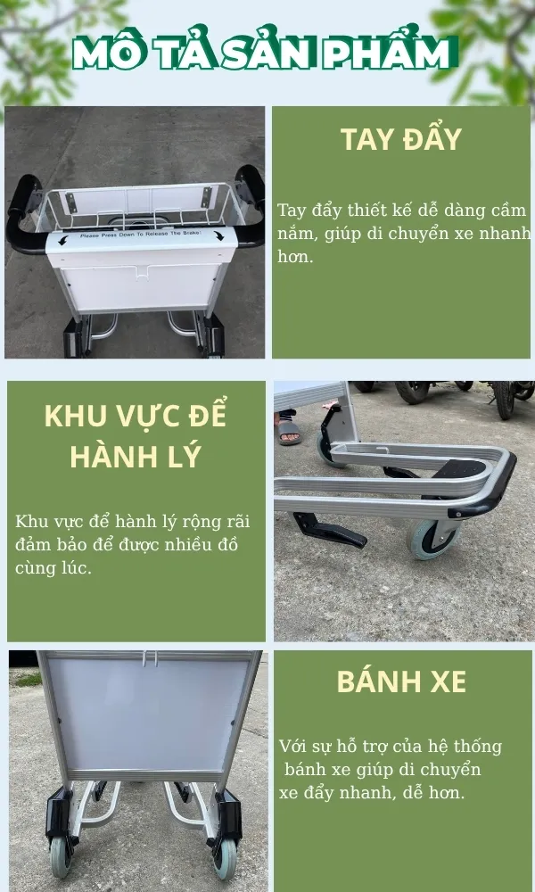 Chi tiết các đặc điểm của xe chở hành lý sân bay
