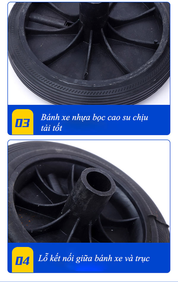 Đặc điểm trục và bánh xe thùng rác nhựa