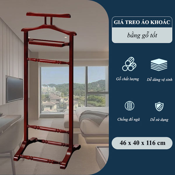 Cây treo đồ vest bằng chất liệu gỗ
