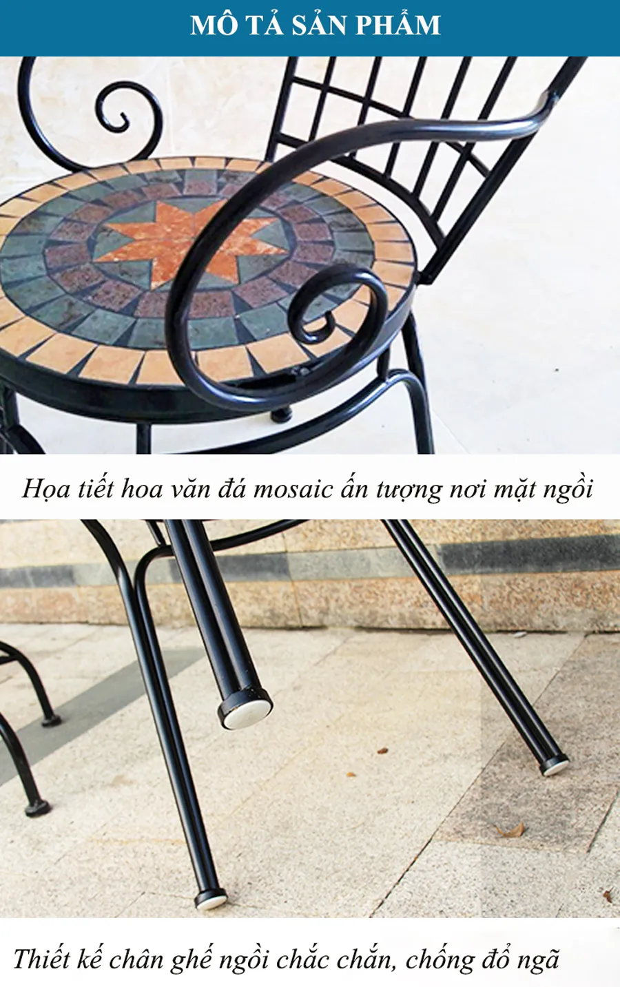 Đặc điểm của ghế đá Mosaic ngoài trời