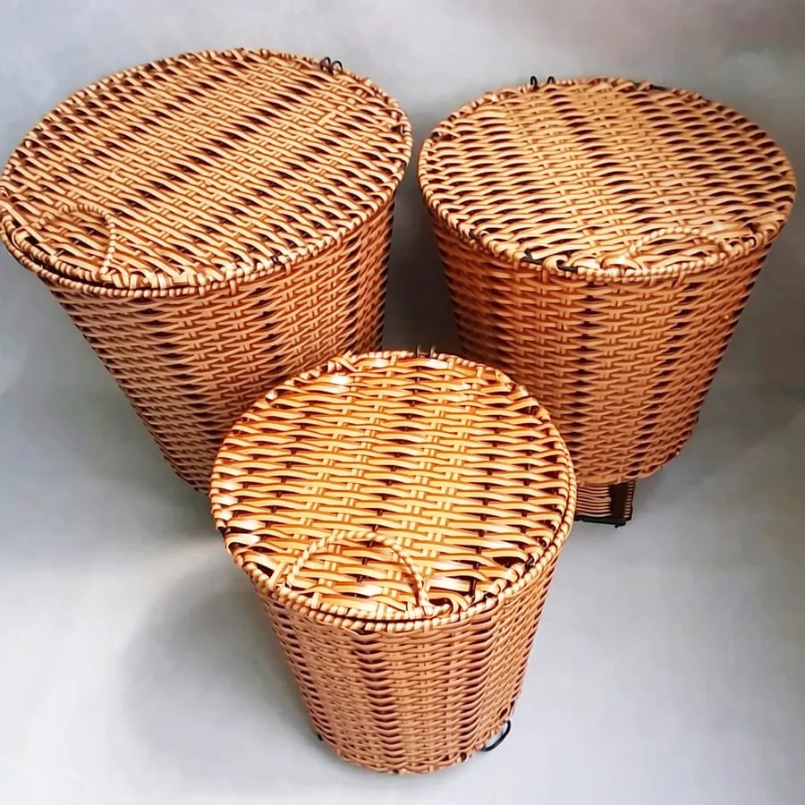 Paloca sẵn kho thùng rác mây nhựa loại có nắp