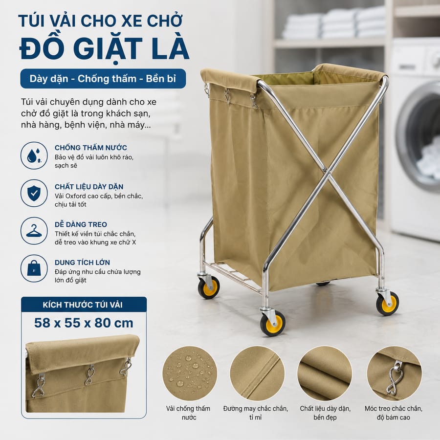 Túi vải vạt cho xe giặt là