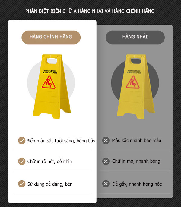 Phân biệt biển báo chữ A chính hãng và hàng nhái