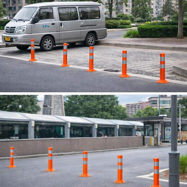 Cọc tiêu nhựa dẻo 45cm được dùng phân làn giao thông