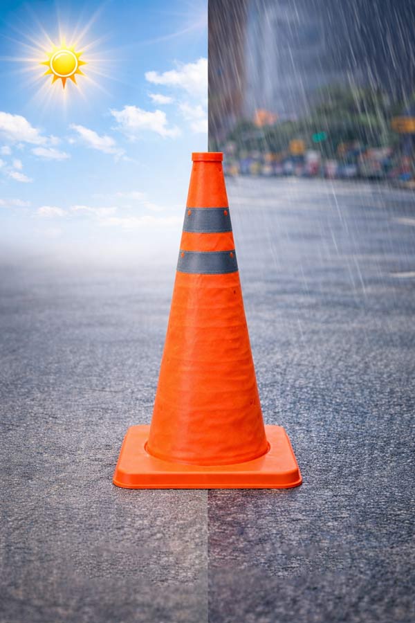 Cọc tiêu chóp nón giao thông bền bỉ, vững chãi chịu được nắng mưa 