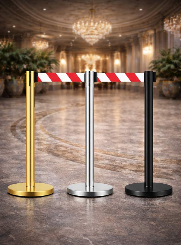 Cột chắn dây căng phân làn màu trắng kẻ đỏ