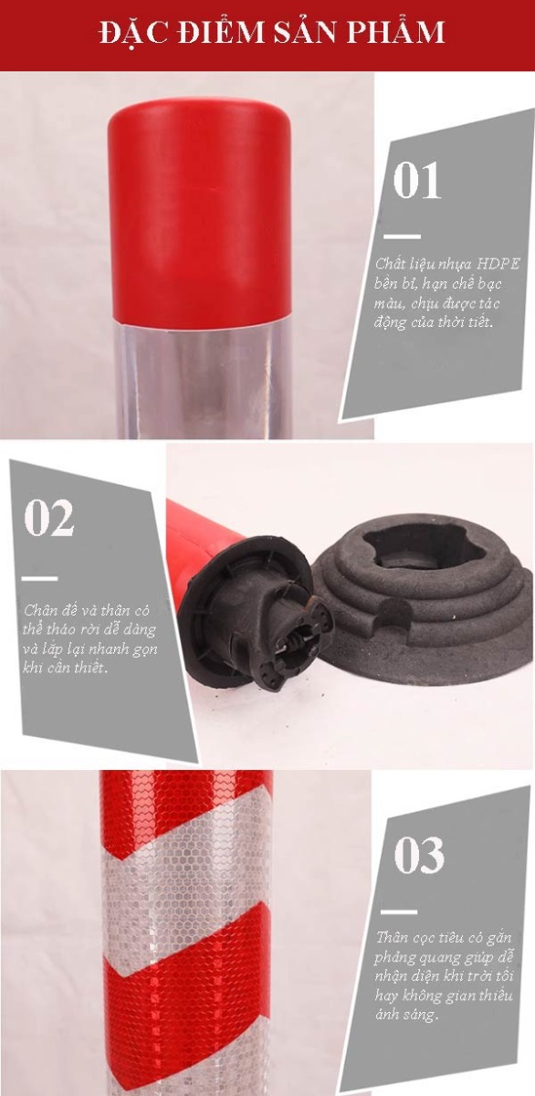 Cột trụ dẻo phân làn chính hãng, chất lượng tốt