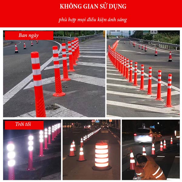 Cọc tiêu giao thông 75cm được sử dụng ở nhiều nơi