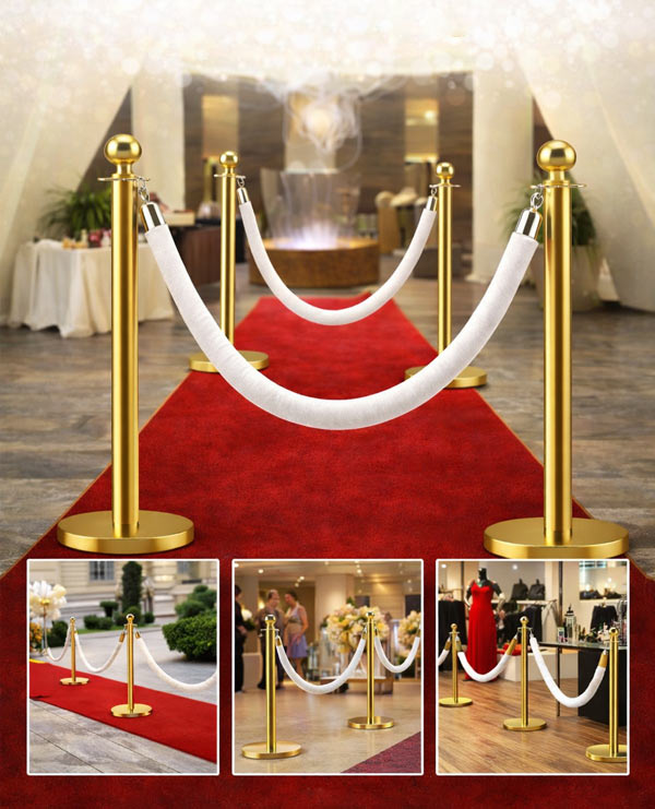 Cột chắn dây nhung trùng có vẻ đẹp sang trọng, dùng ở nhiều không gian