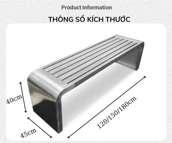 Mẫu ghế băng ngoài trời có cả 3 kích thước tiêu chuẩn nhất hiện nay