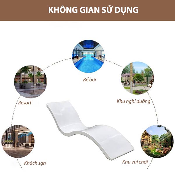 Mẫu ghế bể bơi được dùng tại nhiều không gian
