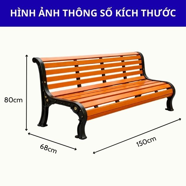 Chi tiết kích thước ghế công viên