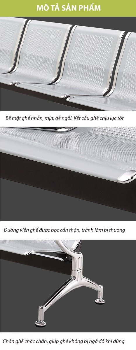 Khám phá các đặc điểm thiết kế trên ghế băng phòng chờ inox