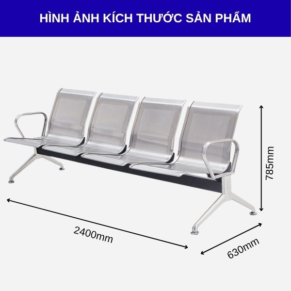 Kích thước ghế băng đặt phòng chờ loại 4 chỗ
