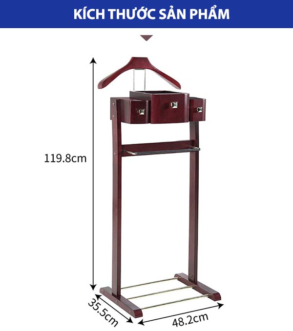 Kích thước cây treo đồ vest bằng gỗ