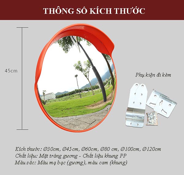 Chi tiết kích thước gương cầu lồi tròn