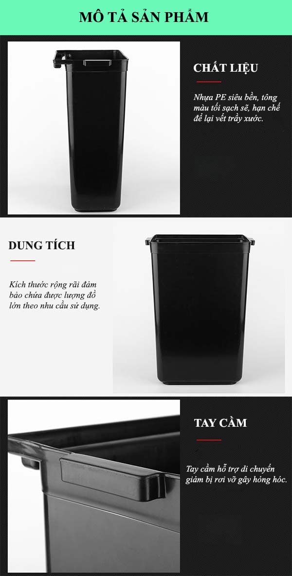 Đặc điểm xô đựng đồ thải trên xe dọn bát đĩa nhà hàng