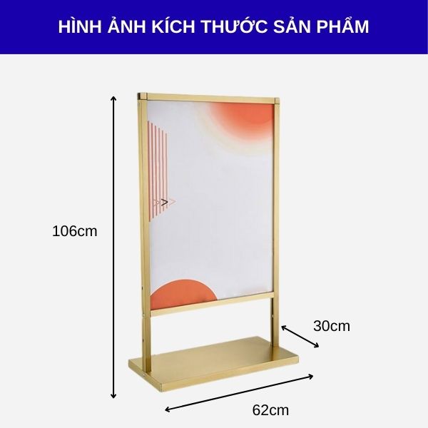 Standee quảng cáo khung inox mạ vàng