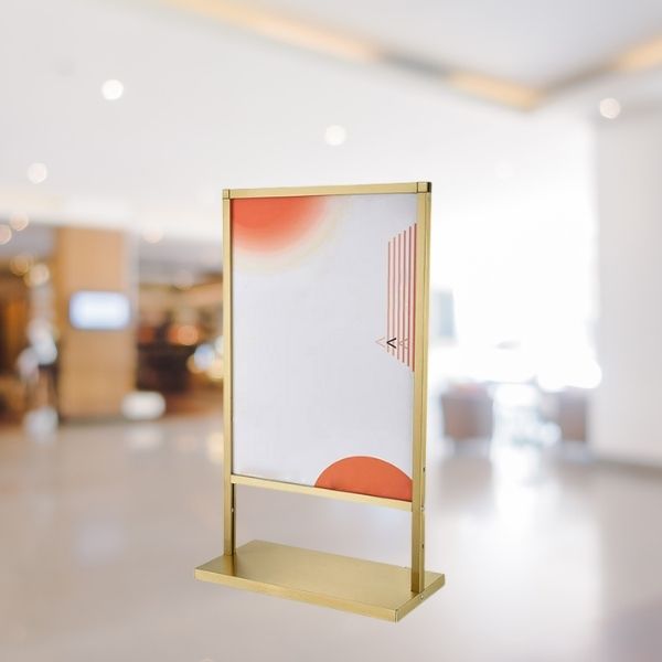 Standee quảng cáo khung inox mạ vàng
