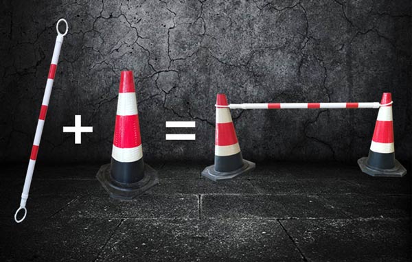 Dễ dàng sử dụng thanh nối với cọc tiêu chóp nón