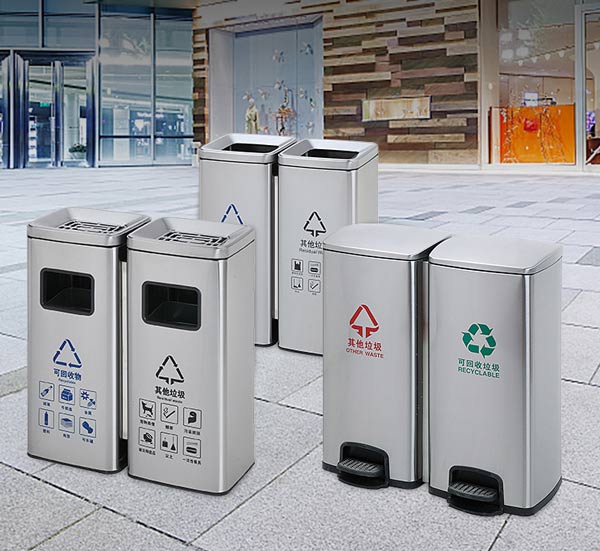 Nhiều thiết kế thùng rác 2 ngăn inox có gạt tàn để bạn tham khảo