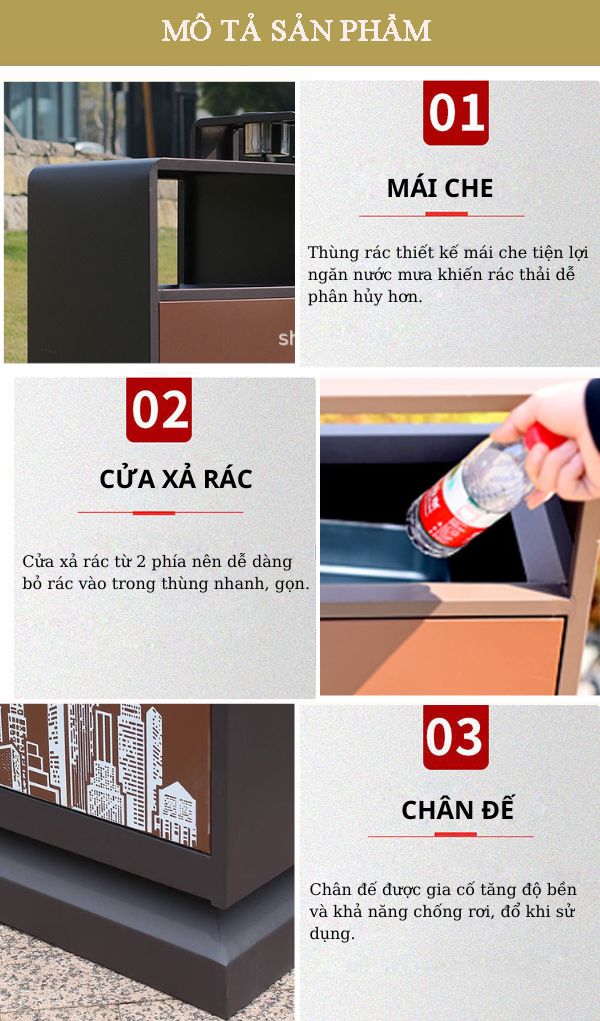 Đặc điểm thiết kế thùng rác 2 ngăn