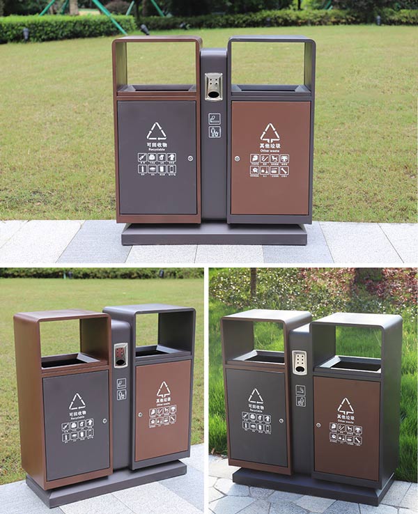 Thùng rác 2 ngăn bằng thép đảm bảo cả công năng và thẩm mỹ