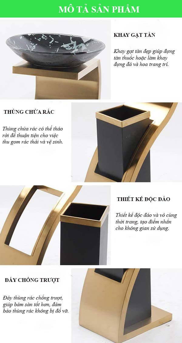 Chi tiết thiết kế trên mẫu thùng rác kiểu dáng chữ Z