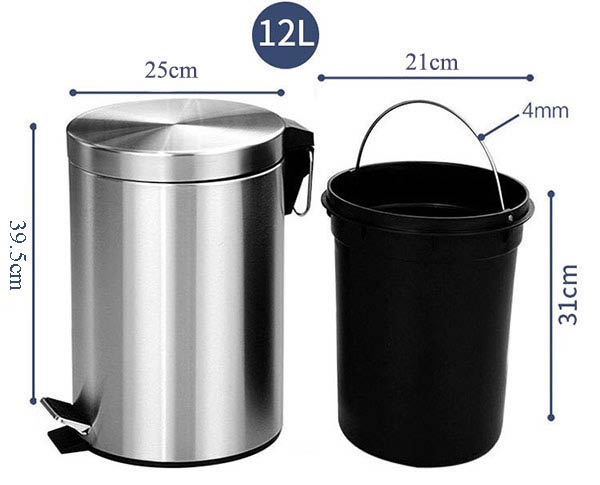Kích thước của thùng rác 12L đạp chân